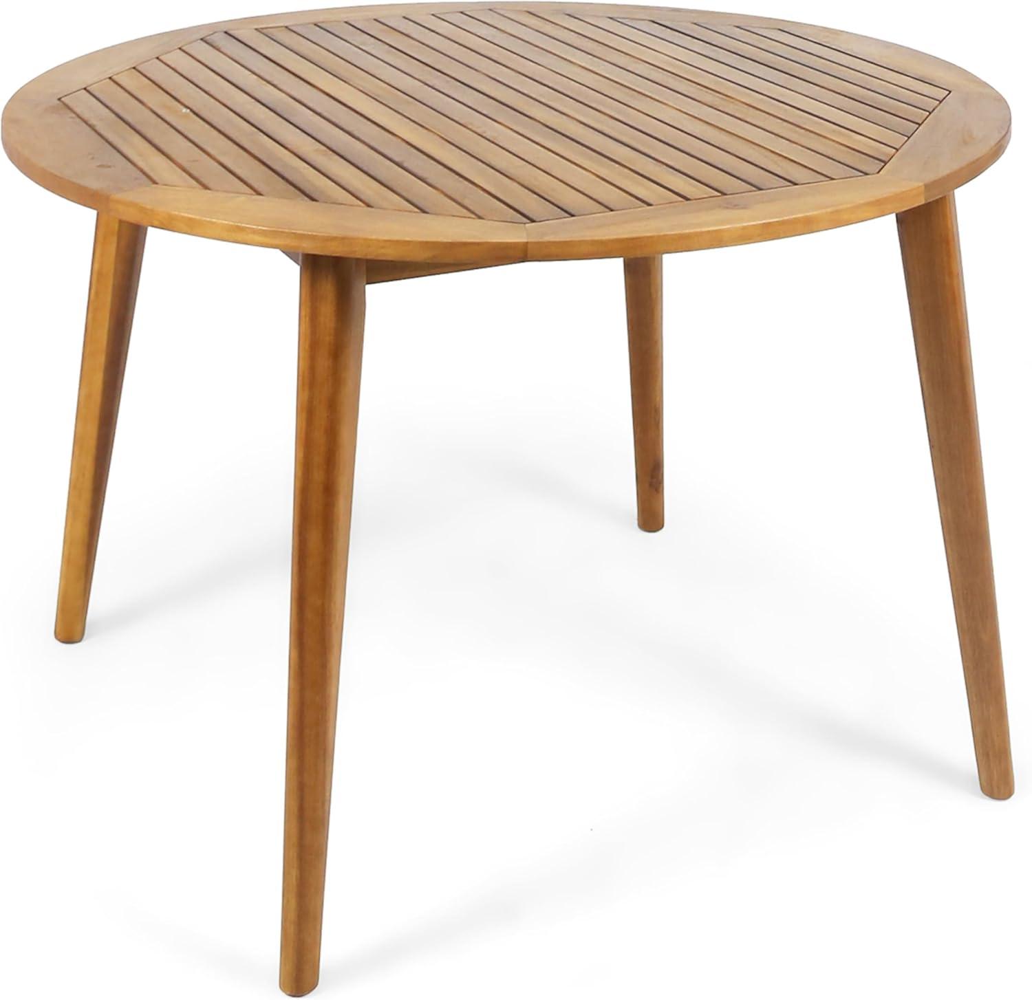 image:imageChristopher Knight Home Pelham Wooden Patio Dining Set for 4 Acacia Wood Outdoor Dining Table Set for 4 5 Piece Outdoor Dining Set with Round Table and Armchair with Seat Cushion TeakBeigeGrey Teak