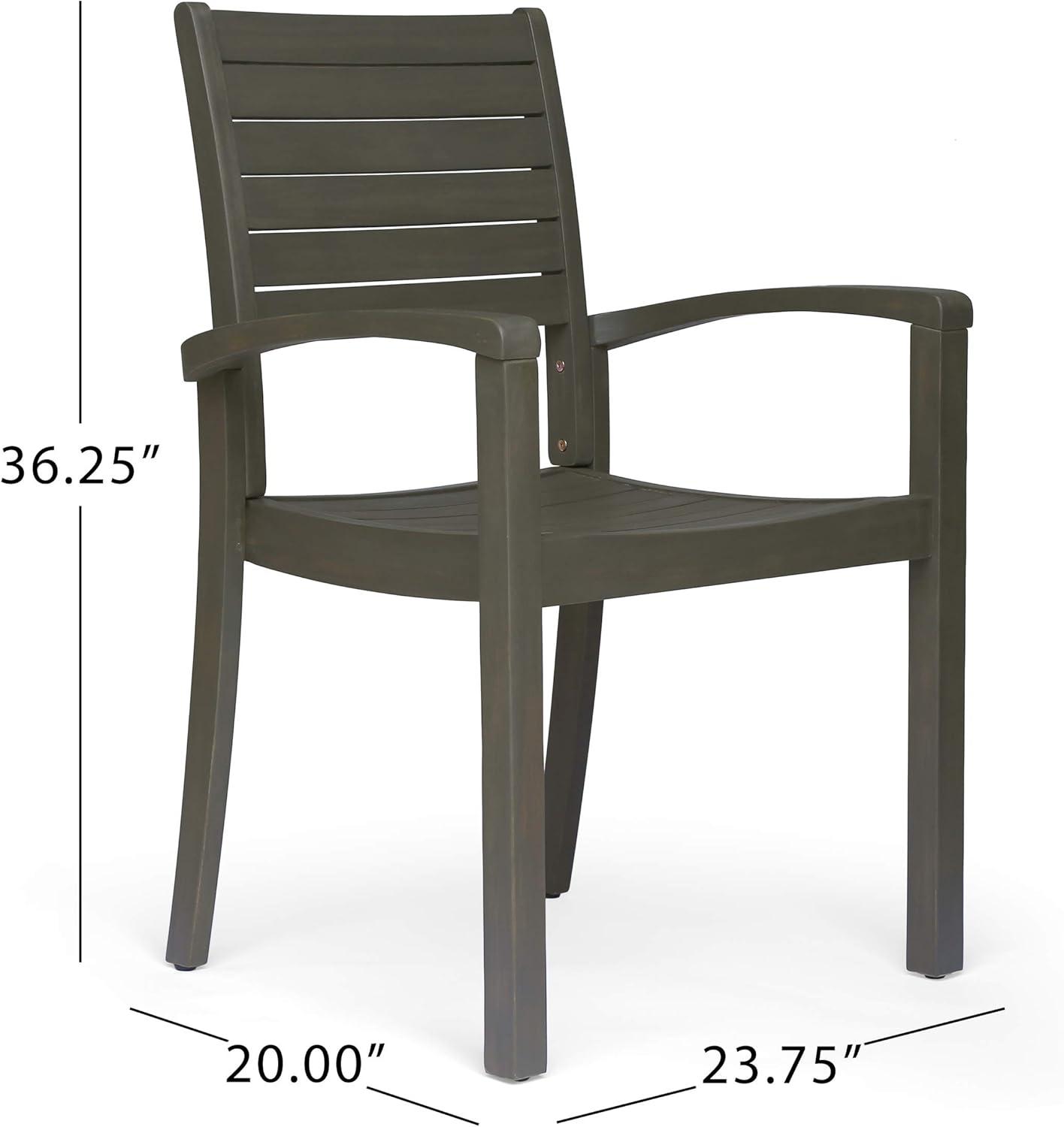 image:imageChristopher Knight Home Powell Outdoor 6Seater Oval Acacia Wood Dining Set Gray Finish