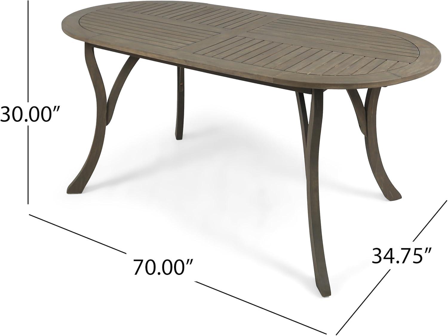 image:imageChristopher Knight Home Powell Outdoor 6Seater Oval Acacia Wood Dining Set Gray Finish