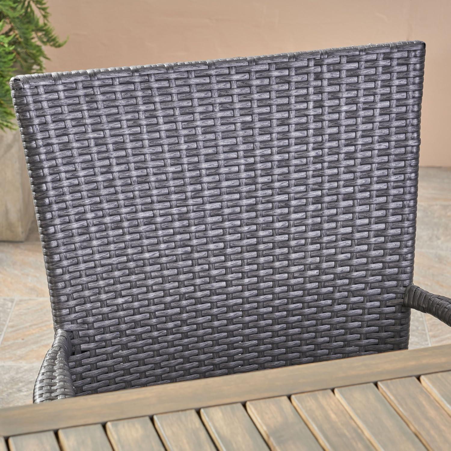 image:imageChristopher Knight Home Robin Outdoor 7 Piece Wood and Wicker Dining Set Gray FinishGray