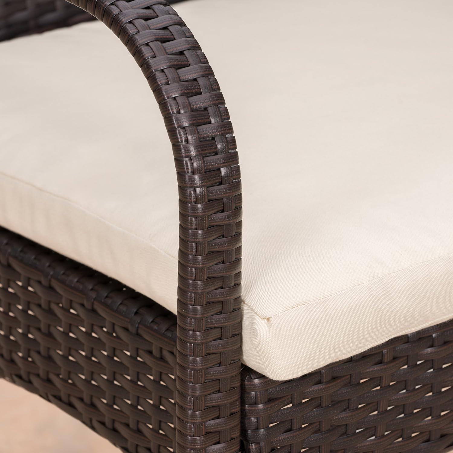 image:imageChristopher Knight Home San Andres Wicker and Wood Dining Set 7Pcs Set Multibrown Crme Teak Finish
