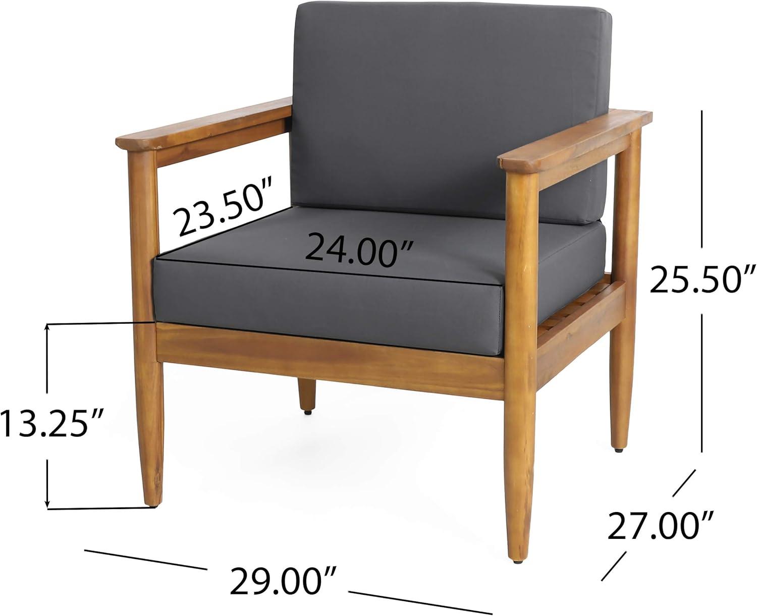 image:imageEudora Outdoor Acacia Wood 2 Seater Chat Set Teak and Dark Gray