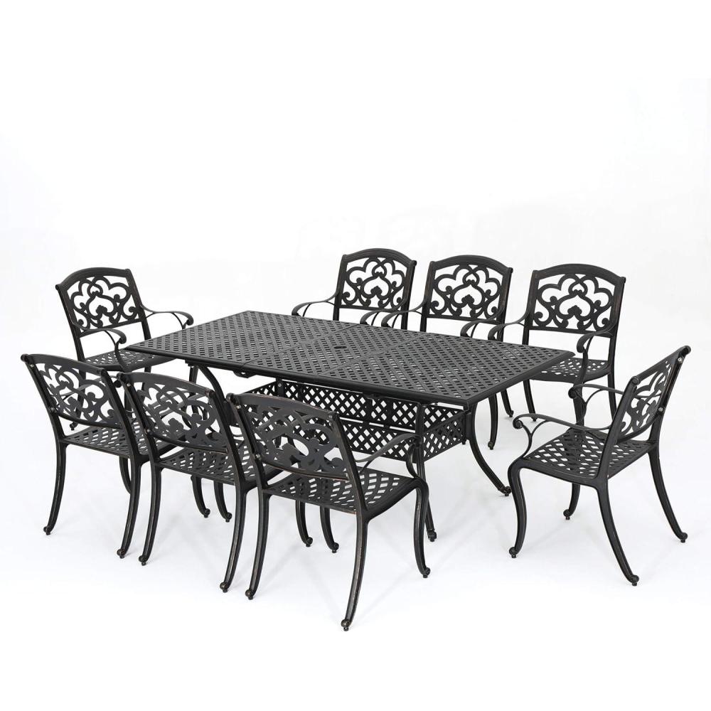 image:imageChristopher Knight Home Abigal Outdoor Cast Aluminum Dining Set 9Pcs Set Shiny Copper Finish