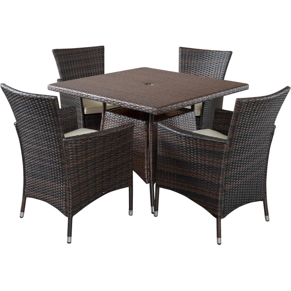 image:imageChristopher Knight Home Danielle Outdoor Wicker Square Dining Set 5Pcs Set Multibrown