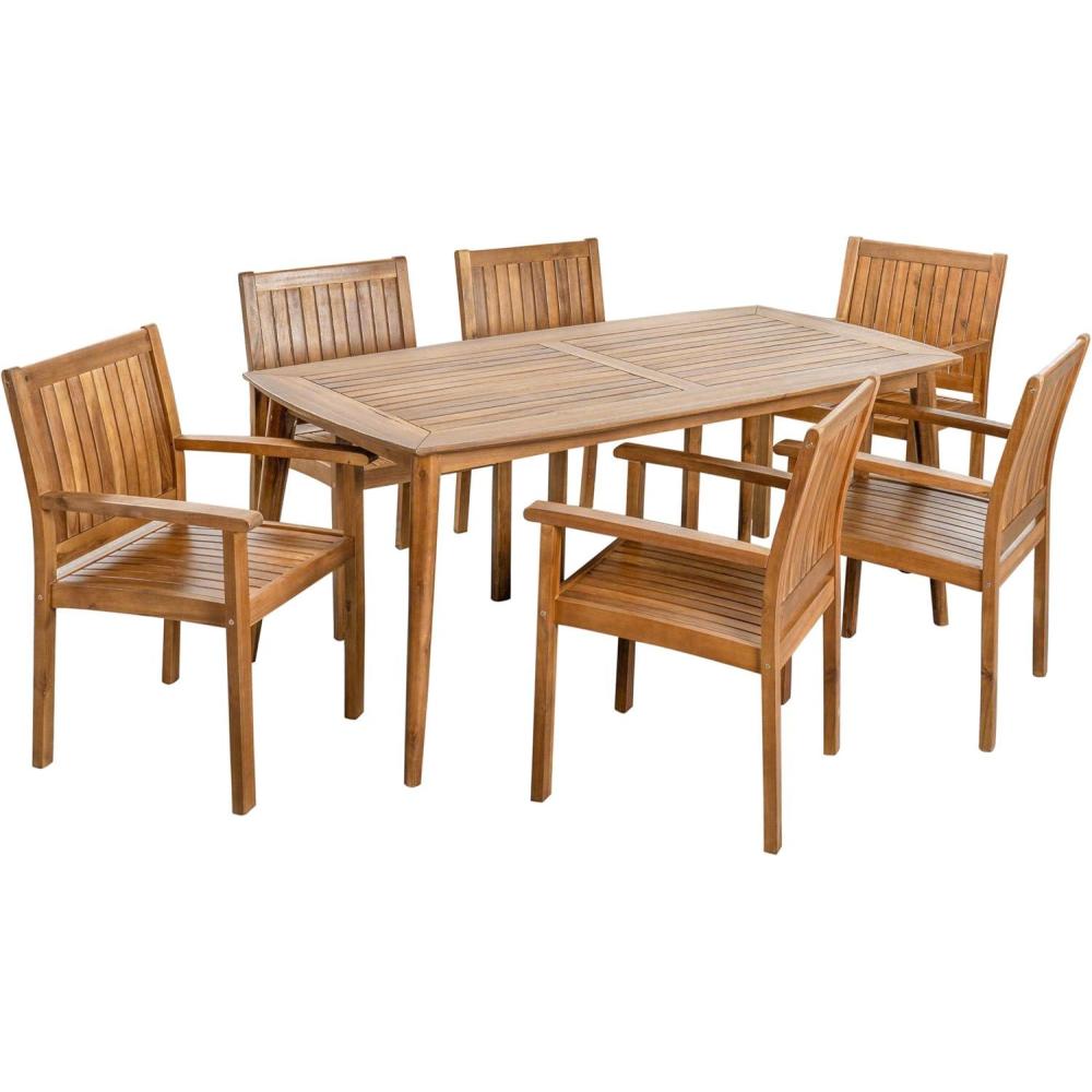 image:imageChristopher Knight Home Kally Outdoor 7 Piece Acacia Dining Set Teak Finish