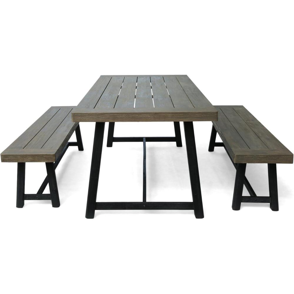 image:imageChristopher Knight Home Weir Outdoor Acacia Wood Picnic Set Gray Finish and Black