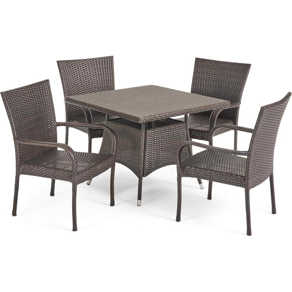 image:imageChristopher Knight Home Wesley Outdoor Wicker Dining Set 5Pcs Set Multibrown