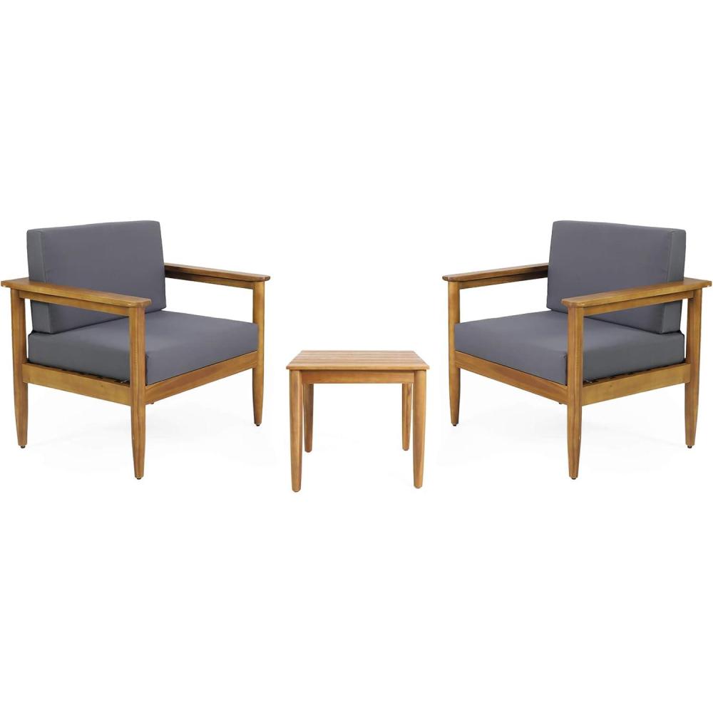 image:imageEudora Outdoor Acacia Wood 2 Seater Chat Set Teak and Dark Gray