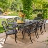 Christopher Knight Home Abigal Outdoor Cast Aluminum Dining Set, 9-Pcs Set, Shiny Copper Finish