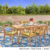 Christopher Knight Home Alva Outdoor 7-Piece Acacia Wood Dining Set, Teak Finish/Teak Finish/Green