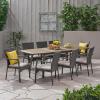 Christopher Knight Home Amanda Outdoor Wood and Wicker Expandable 8 Seater Dining Set, 22.25 “W x 25 “D x 35 “H, Gray
