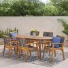 Christopher Knight Home Ashley Outdoor 7 Piece Acacia Wood Dining, Teak and Dark Gray