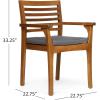 Christopher Knight Home Atlantic Outdoor Acacia Wood and Iron 9 Piece Dining Set with Cushion, 22.75 “W x 22.75 “D x 33.25 “H, Teak + Black + Dark Gray