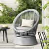 Christopher Knight Home Banes Egg-Shaped Wicker Lounge Chair Outdoor, Iron Frame Egg Chair Outdoor with Removable Cushion, Comfy Reading Chair for Garden Backyard Balcony Poolside, Grey(Grey)