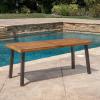 Christopher Knight Home Bavaro Wicker and Wood Dining Set, 7-Pcs Set, Multibrown / Crème / Teak Finish With Rustic Metal