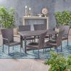 Christopher Knight Home Cain Outdoor 7 Piece Wicker Dining Set, Multibrown
