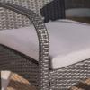 Christopher Knight Home Chadney Outdoor Wicker Square Dining Set with Water Resistant Cushions, 9-Pcs Set, Grey / Grey Cushions