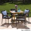Christopher Knight Home Colin Outdoor 5 Piece Acacia Wood/Wicker Dining Set, Teak Finish and Multibrown