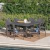 Christopher Knight Home Fiona Outdoor Stacking Wicker Square Dining Set, 9-Pcs Set, Grey