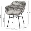 Christopher Knight Home Gloria Outdoor 3 Piece Wicker Chat Set, White, Beige, and Black