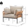 Christopher Knight Home Jaylon Modern Iron Lounge Chair Outdoor, Patio Accent Chair with Rope Weave Design, Patio Furniture Set Single Sofa Chair with Cushions, Comfy Reading Chair, Beige+Grey(Natural+beige)
