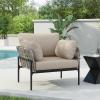 Christopher Knight Home Jaylon Modern Iron Lounge Chair Outdoor, Patio Accent Chair with Rope Weave Design, Patio Furniture Set Single Sofa Chair with Cushions, Comfy Reading Chair, Beige+Grey(Beige+grey)