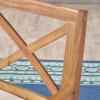 Christopher Knight Home Justin Outdoor 7 Piece Acacia Wood Dining Set, Teak Finish/Rustic Metal/Crème