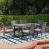 Christopher Knight Home Lena Outdoor 7 Piece Wicker Dining Set, Grey Cushions