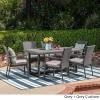 Christopher Knight Home Lena Outdoor 7 Piece Wicker Dining Set, Grey Cushions