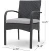Christopher Knight Home Louise Outdoor Wicker Dining Set with Acacia Wood Table and Bench and Water Resistant Cushions, 6-Pcs Set, Sandblast Light Grey / Black Rustic Metal / Grey / Grey Cushions
