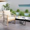 Christopher Knight Home Nadine Outdoor Rope Club Chair, Aluminum Woven Rope Accent Chair, Curved Back Armchair, Open-Weave Texture Lounge Chair with Cushion for Gardern Yard Balcony Poolside, Gary(Beige)