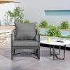 Christopher Knight Home Nadine Outdoor Rope Club Chair, Aluminum Woven Rope Accent Chair, Curved Back Armchair, Open-Weave Texture Lounge Chair with Cushion for Gardern Yard Balcony Poolside, Gary(Grey)
