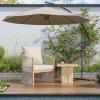 Christopher Knight Home Nadine Outdoor Rope Club Chair, Aluminum Woven Rope Accent Chair, Curved Back Armchair, Open-Weave Texture Lounge Chair with Cushion for Gardern Yard Balcony Poolside, Gary(Beige)