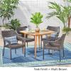 Christopher Knight Home Nash Outdoor 5 Piece Wood and Wicker Dining Set, Teak Finish/Multi Brown