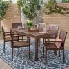 Christopher Knight Home Odin Outdoor 7-Piece Acacia Wood Dining Set, Dark Brown