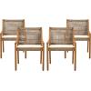 Christopher Knight Home Pelham Wooden Patio Dining Set for 4, Acacia Wood Outdoor Dining Table Set for 4, 5 Piece Outdoor Dining Set with Round Table and Armchair with Seat Cushion, Teak+Beige(Teak+beige)