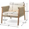 Christopher Knight Home Posey Modern Patio Wooden Club Chair with Rope Woven Armrest&Backrest, Outdoor Lounge Chair with Weather-Resistant Removable Cushions, Deep Seating Accent Chair, Teak+Beige