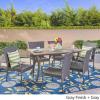 Christopher Knight Home Robin Outdoor 7 Piece Wood and Wicker Dining Set, Gray Finish/Gray