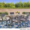Christopher Knight Home Ronnie Outdoor 7 Piece Wood and Wicker Dining Set, Gray Finish/Gray