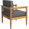Eudora Outdoor Acacia Wood 2 Seater Chat Set, Teak and Dark Gray