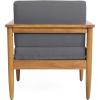 Eudora Outdoor Acacia Wood 2 Seater Chat Set, Teak and Dark Gray