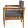 Eudora Outdoor Acacia Wood 2 Seater Chat Set, Teak and Dark Gray
