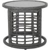 Lareina Outdoor 3 Piece Wicker Chat Set, White, Beige, and Black