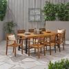 Outdoor Acacia Wood 8 Seater Dining Set, Teak