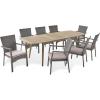 Christopher Knight Home Amanda Outdoor Wood and Wicker Expandable 8 Seater Dining Set, 22.25 “W x 25 “D x 35 “H, Gray