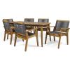 Christopher Knight Home Ashley Outdoor 7 Piece Acacia Wood Dining, Teak and Dark Gray