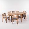 Christopher Knight Home Atlantic Outdoor Acacia Wood and Iron 9 Piece Dining Set with Cushion, 22.75 “W x 22.75 “D x 33.25 “H, Teak + Black + Dark Gray