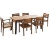 Christopher Knight Home Avon Outdoor Acacia Wood Dining Set, 7-Pcs Set, Teak Finish With Rustic Metal Accents