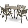 Christopher Knight Home Baia Outdoor 7 Piece Acacia Wood Dining Set, Gray Finish/Cream