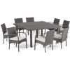 Christopher Knight Home Chadney Outdoor Wicker Square Dining Set with Water Resistant Cushions, 9-Pcs Set, Grey / Grey Cushions